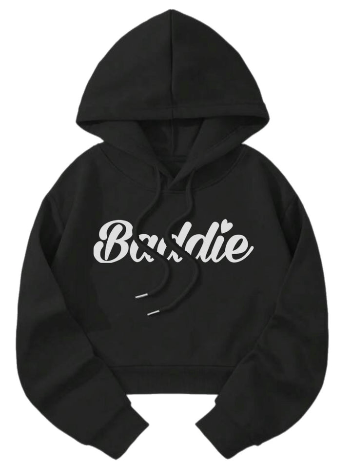 Baddie Crop Top Certified Baddie Club Black Hoodie