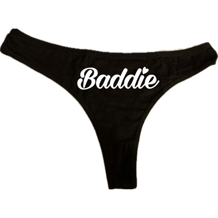 Baddie (White Font) Certified Baddie Club Black Thongs