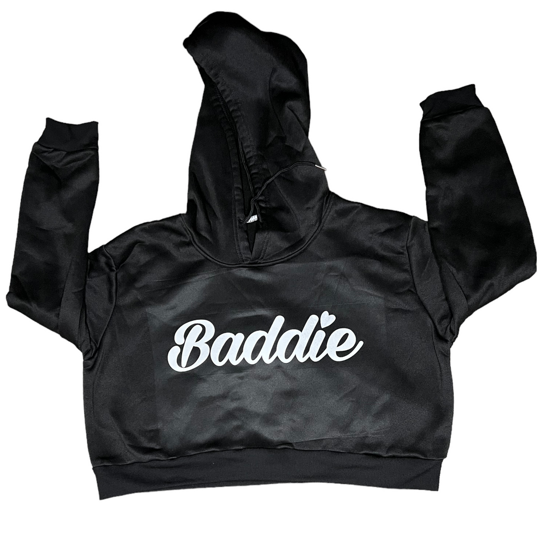 Baddie Crop Top Certified Baddie Club Black Hoodie