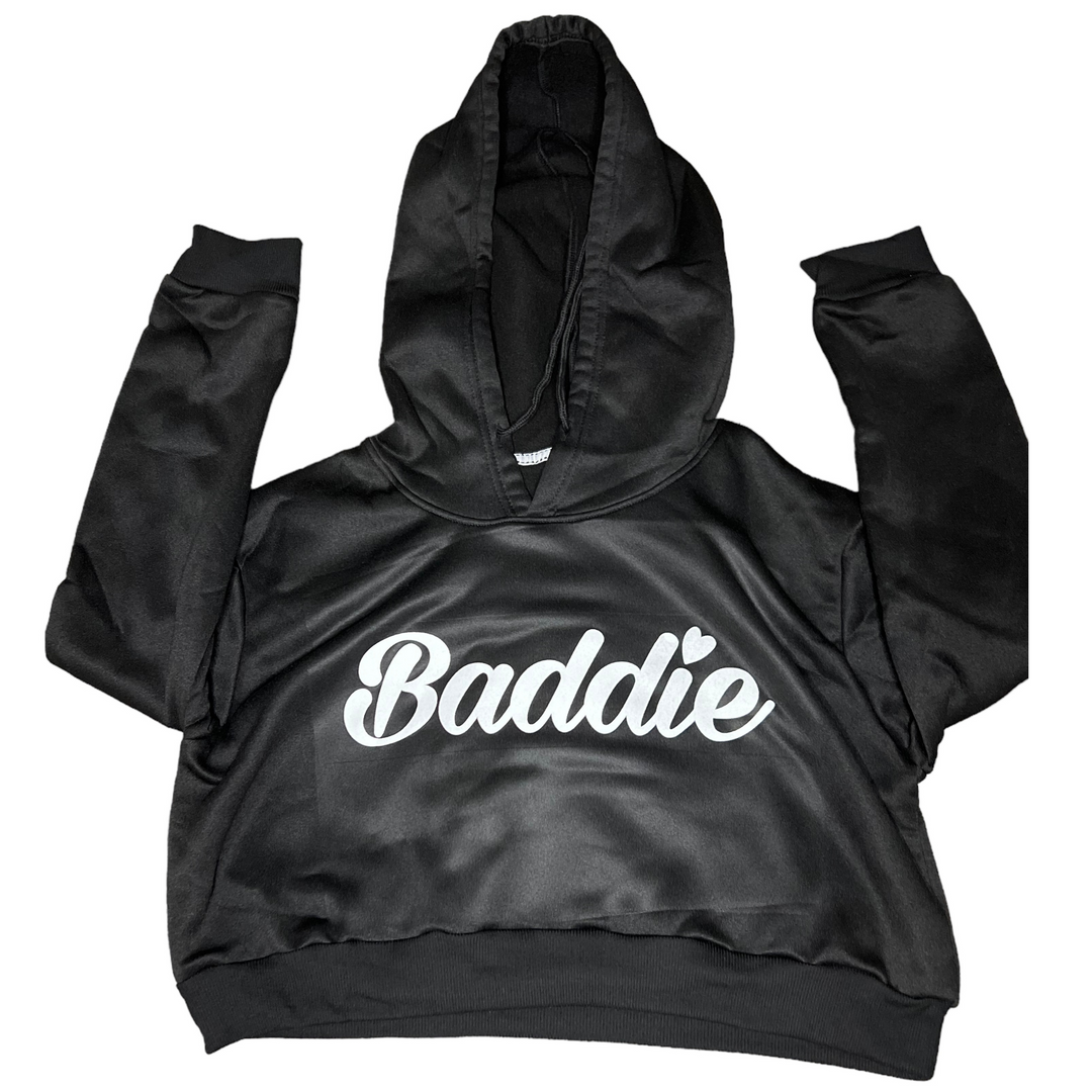 Baddie Crop Top Certified Baddie Club Black Hoodie