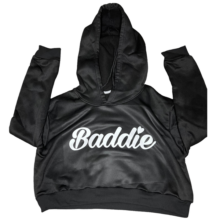 Baddie Crop Top Certified Baddie Club Black Hoodie