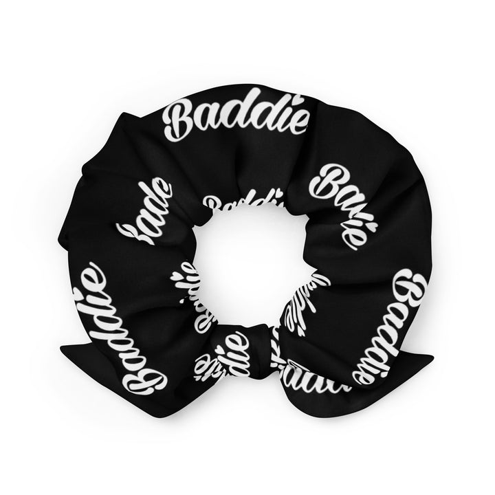 Baddie (White Print)  Scrunchie (Black)