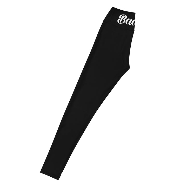 BLACK CERTIFIED BADDIE CLUB YOGA LEGGINGS BADDIE IN WHITE (SOLO VERTICAL)