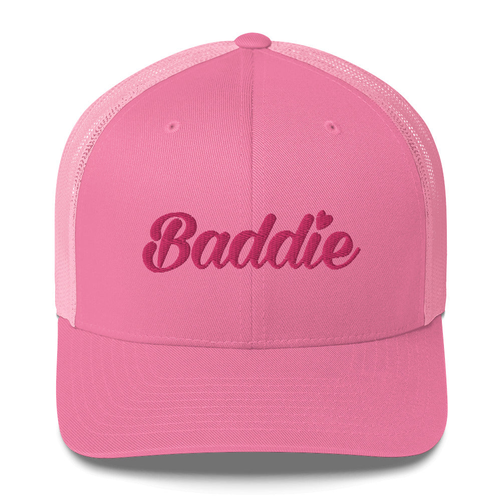 Baddie Trucker Cap (Pink Print)