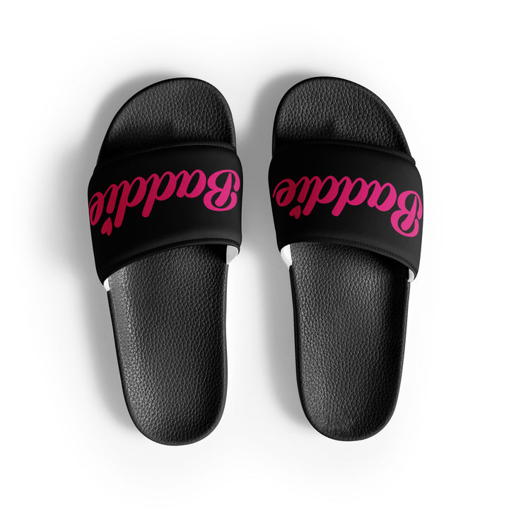 Women's Black slides (Pink Print)