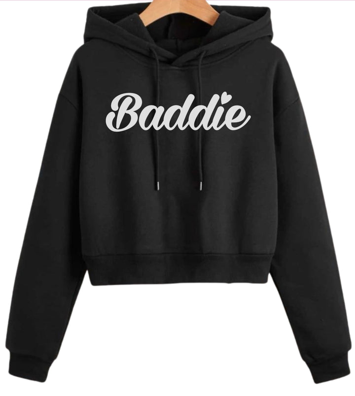 Baddie Crop Top Certified Baddie Club Black Hoodie